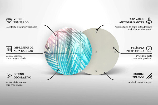 Tagliere in vetro Foglie pastello