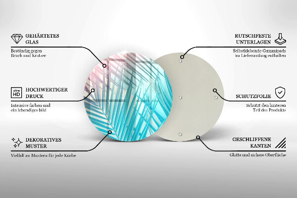 Tagliere in vetro Foglie pastello