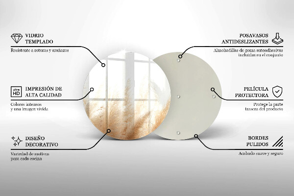 Tagliere in vetro Erba della pampa