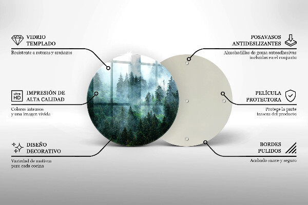 Tagliere in vetro Foresta nella nebbia
