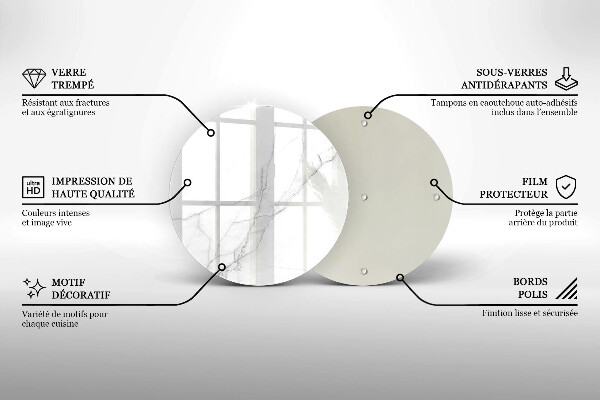 Tagliere in vetro Delicato marmo bianco