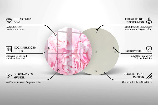 Tagliere in vetro Peonie delicate