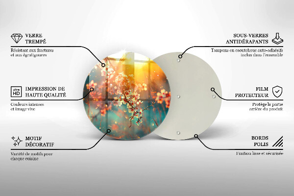 Tagliere in vetro I meli fioriscono al sole
