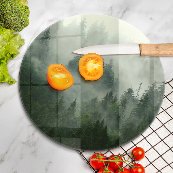 Tagliere in vetro Paesaggio forestale nebbioso