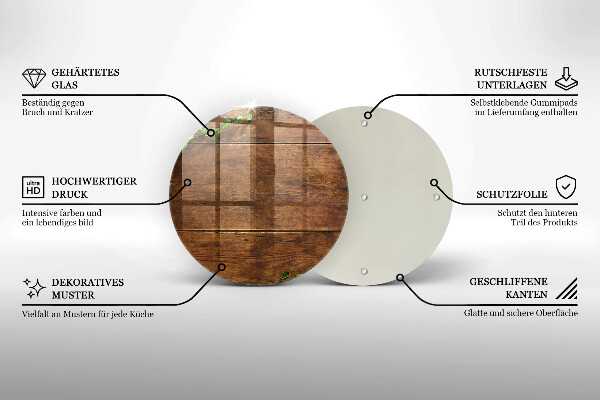 Tagliere in vetro Tavole e foglie di legno