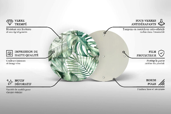 Tagliere in vetro Foglie dipinte