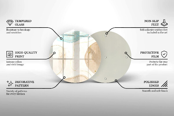 Tagliere in vetro Macchie boho e oro