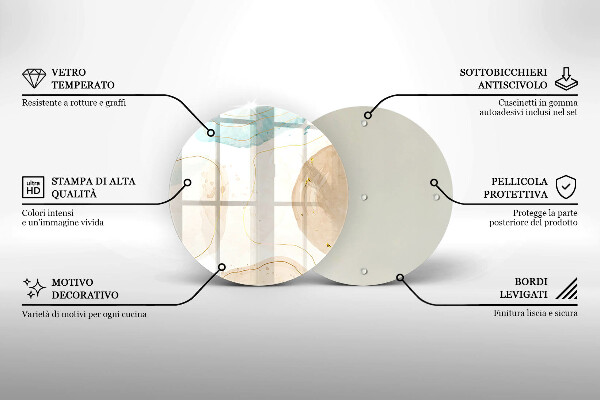 Tagliere in vetro Macchie boho e oro