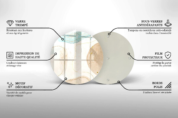 Tagliere in vetro Macchie boho e oro