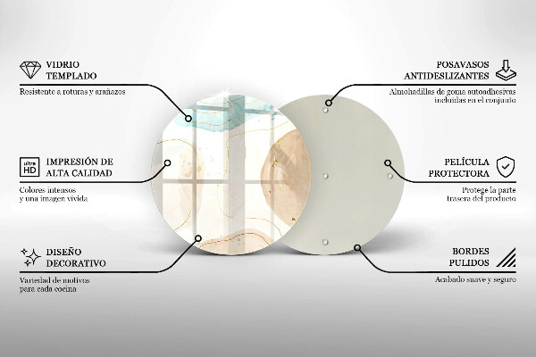 Tagliere in vetro Macchie boho e oro