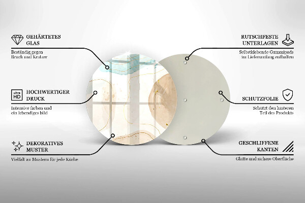 Tagliere in vetro Macchie boho e oro