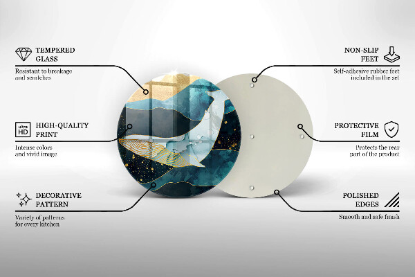 Tagliere in vetro Astrazione della balena