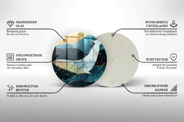 Tagliere in vetro Astrazione della balena