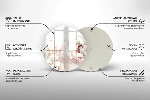 Tagliere in vetro Peonie pastello