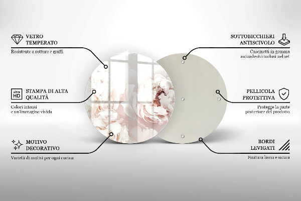 Tagliere in vetro Peonie pastello