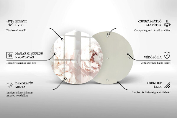 Tagliere in vetro Peonie pastello