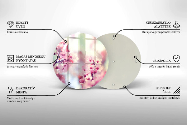 Tagliere in vetro Fiori rosa primaverili
