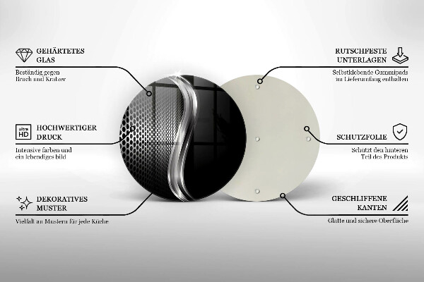 Tagliere in vetro Struttura in metallo