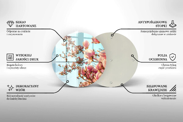 Tagliere in vetro Albero di fiori rosa