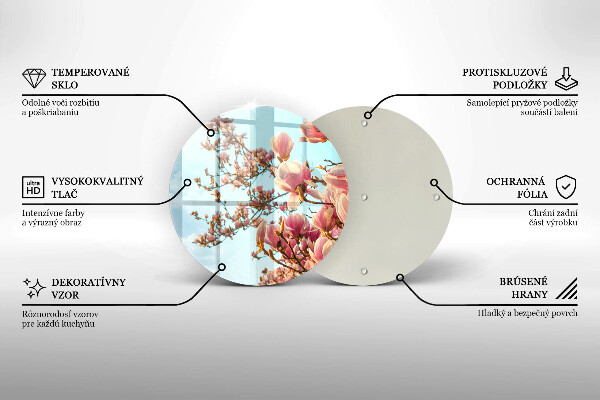 Tagliere in vetro Albero di fiori rosa