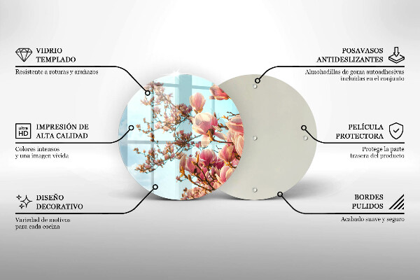 Tagliere in vetro Albero di fiori rosa