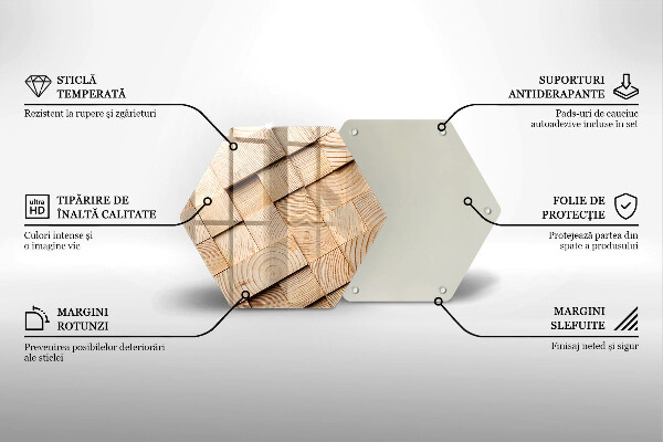 Tagliere in vetro Quadrati di legno