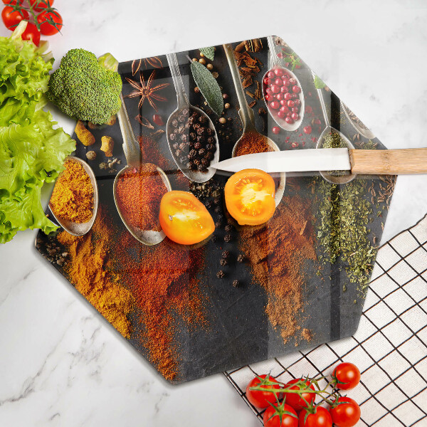 Tagliere in vetro Cucchiai con spezie