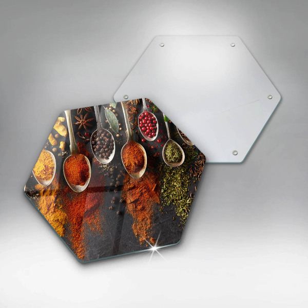 Tagliere in vetro Cucchiai con spezie