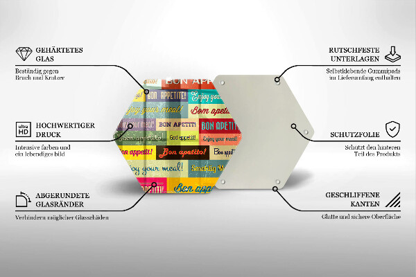 Tagliere in vetro Sottotitoli Buon appetito lingue