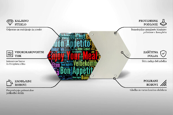 Tagliere in vetro Sottotitoli Buon appetito lingue