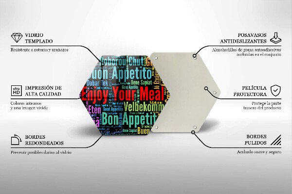 Tagliere in vetro Sottotitoli Buon appetito lingue