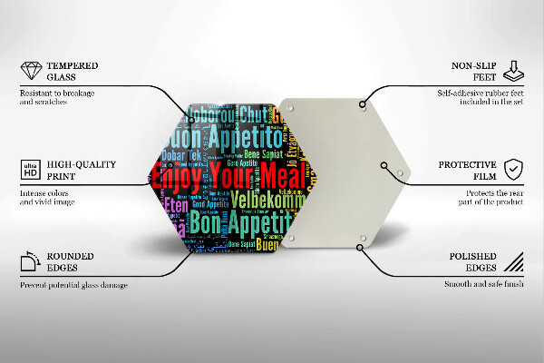 Tagliere in vetro Sottotitoli Buon appetito lingue