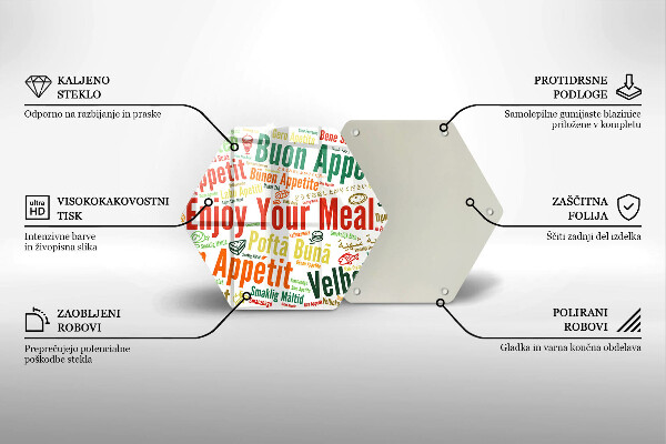 Tagliere in vetro Sottotitoli Buon appetito lingue