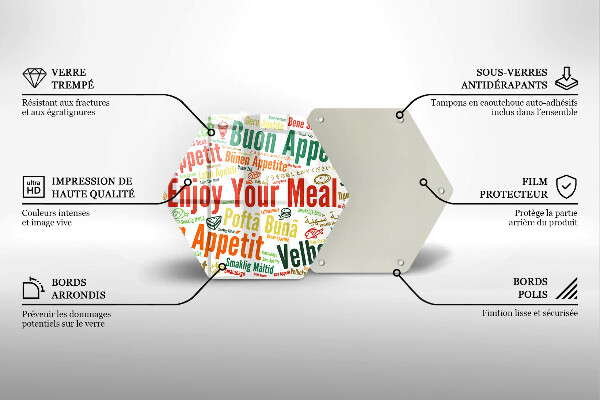 Tagliere in vetro Sottotitoli Buon appetito lingue