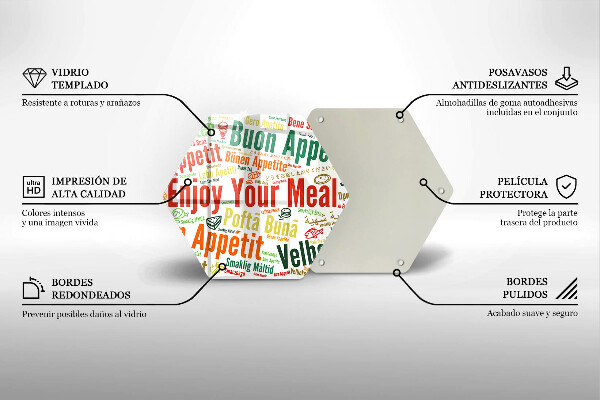 Tagliere in vetro Sottotitoli Buon appetito lingue