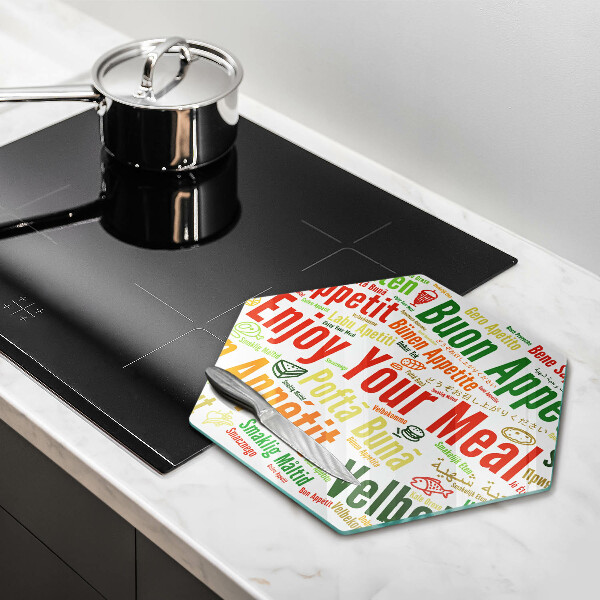 Tagliere in vetro Sottotitoli Buon appetito lingue