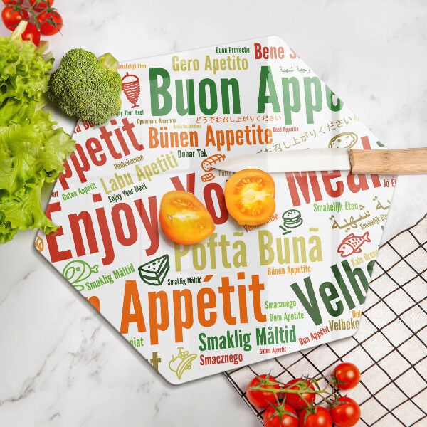 Tagliere in vetro Sottotitoli Buon appetito lingue
