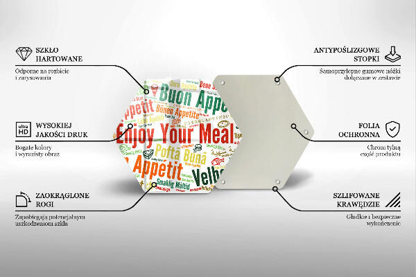 Tagliere in vetro Sottotitoli Buon appetito lingue