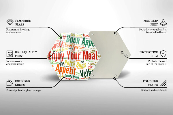 Tagliere in vetro Sottotitoli Buon appetito lingue