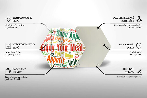 Tagliere in vetro Sottotitoli Buon appetito lingue