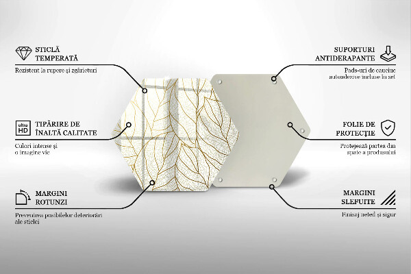 Tagliere in vetro Modello di foglie line-art