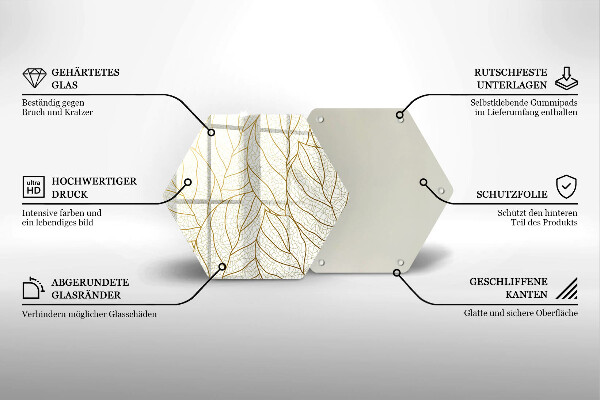 Tagliere in vetro Modello di foglie line-art