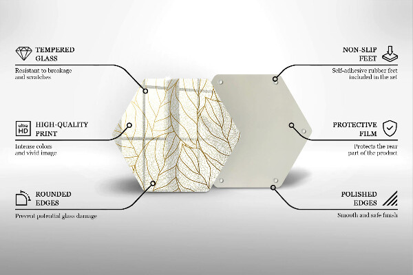 Tagliere in vetro Modello di foglie line-art