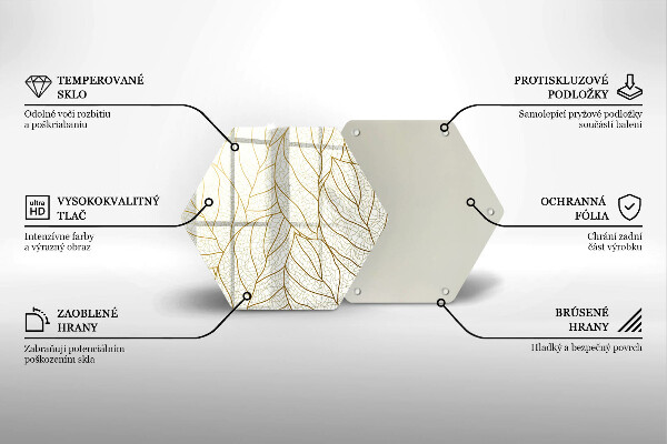 Tagliere in vetro Modello di foglie line-art