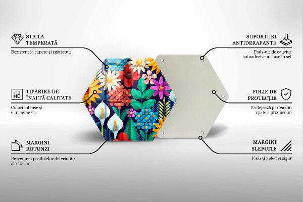 Tagliere in vetro Illustrazione del prato dei fiori