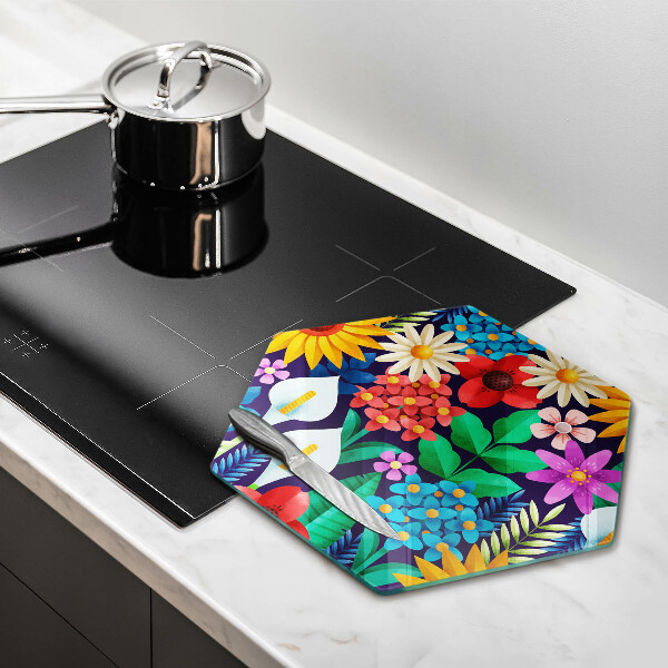 Tagliere in vetro Illustrazione del prato dei fiori