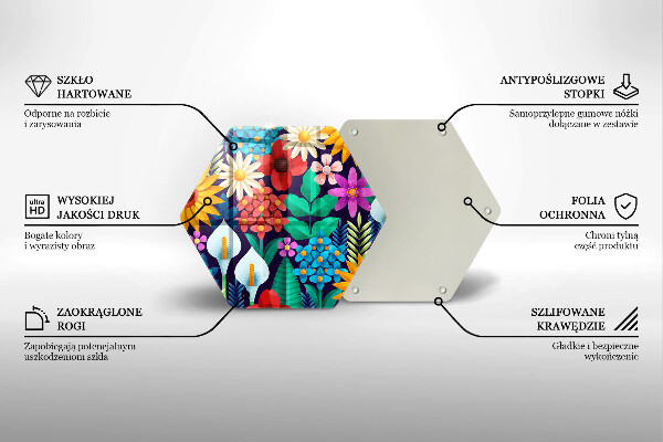 Tagliere in vetro Illustrazione del prato dei fiori