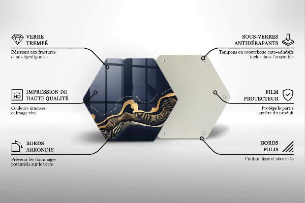 Tagliere in vetro Linee dorate astratte