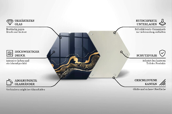 Tagliere in vetro Linee dorate astratte