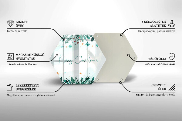 Tagliere in vetro Merry Christmas